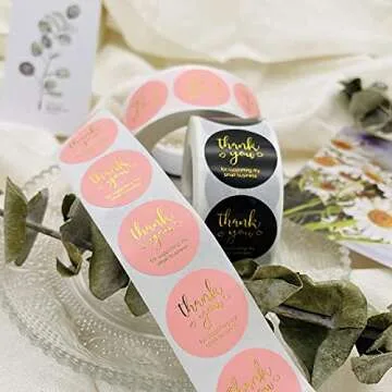 1000pcs Elegant Thank You Stickers Rolls for Packaging