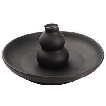 Miupoo Incense Burner Brown Glazed Ceramic Gourd Style Censer Burner Incense Holder.