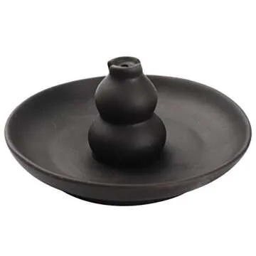 Miupoo Incense Burner Brown Glazed Ceramic Gourd Style Censer Burner Incense Holder.