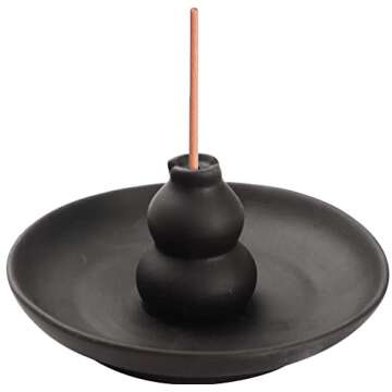 Miupoo Incense Burner Brown Glazed Ceramic Gourd Style Censer Burner Incense Holder.