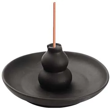 Miupoo Incense Burner Brown Glazed Ceramic Gourd Style Censer Burner Incense Holder.