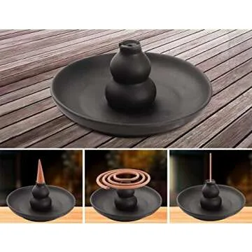 Miupoo Incense Burner Brown Glazed Ceramic Gourd Style Censer Burner Incense Holder.