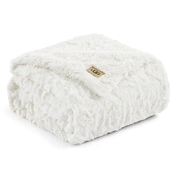 UGG Adalee Cozy Faux Fur Throw Blanket 50x70 Natural
