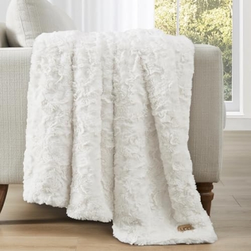 UGG Adalee Cozy Faux Fur Throw Blanket 50x70 Natural