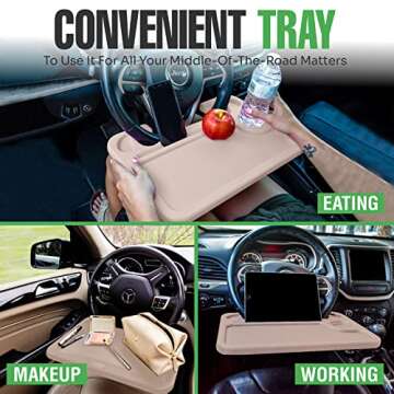 Lebogner Hook-On Steering Wheel Tray for Food and Work