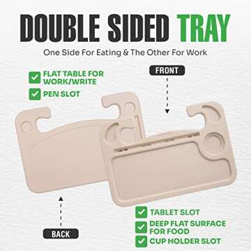 Lebogner Hook-On Steering Wheel Tray for Food and Work