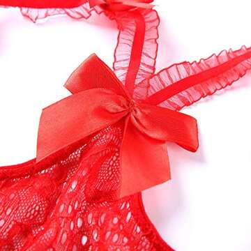 Lingerie for Women One-Piece Teddy Lingerie Sexy Bodysuit Lace Nightie (Red, XL)