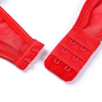 Lingerie for Women One-Piece Teddy Lingerie Sexy Bodysuit Lace Nightie (Red, XL)