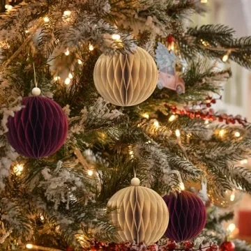 KI Store 8pcs Eco-Friendly Paper Christmas Balls