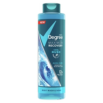 Degree Men Maximum Recovery Body Wash & Soak for Active Lifestyles - Cool Rush with Epsom Salt and E...
