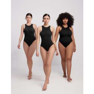 PUMIEY Bodysuit for Women Sexy Tops Body Suits Women Clothing Sleeveless Tank Top Jet Black XX-Large