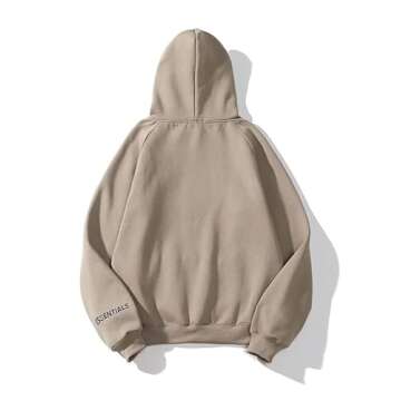 Medbyliv Men's Hip Hop Hoodie Letter Hoodies Casual Sweatshirt Pullover Sportswear Tracksuit With Pocket Khaki