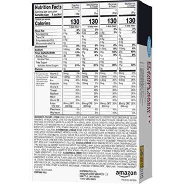 Amazon Brand - Happy Belly Instant Oatmeal, Fruit & Cream Variety Pack, 1.23 ounce (Pack of 10)