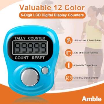 Amble 12 Pack Electronic Finger Counter – 5 Digit LCD Tally Clicker