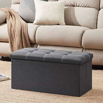 YOUDENOVA 30 inches Folding Storage Ottoman, Ottoman with Storage Footrest Seat Support 350lbs, Stor...