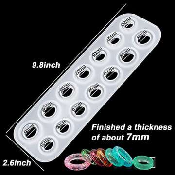 Resin Ring Molds Silicone, Silicone for Epoxy Resin, 14 Sizes with Round and Rhombic Faces Making Rings, Earrings, Pendants, Crafts Christmas Gifts