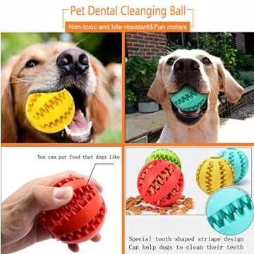 Sunglow 2 Pack Dog Toy Ball，Nontoxic Bite Resistant Teething Toys Balls for Small/Medium/Large Dog and Puppy Cat, Dog Pet Food Treat Feeder Chew Tooth Cleaning Ball Exercise Game IQ Training Ball