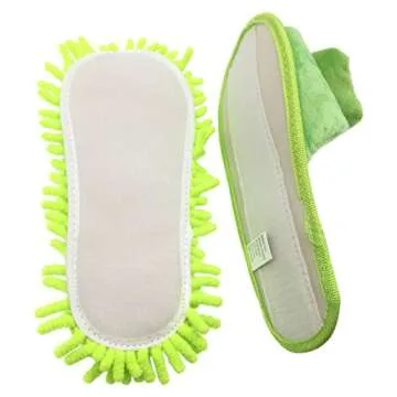 Selric Frog Mop Slippers Shoes Green,Microfiber House Floor Cleaning Tool Detachable Mopping Shoes 9 7/9 Inches Size:5.5-8.5.