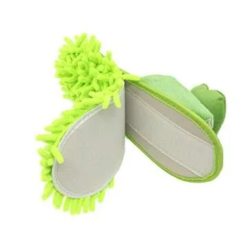Selric Frog Mop Slippers Shoes Green,Microfiber House Floor Cleaning Tool Detachable Mopping Shoes 9 7/9 Inches Size:5.5-8.5.