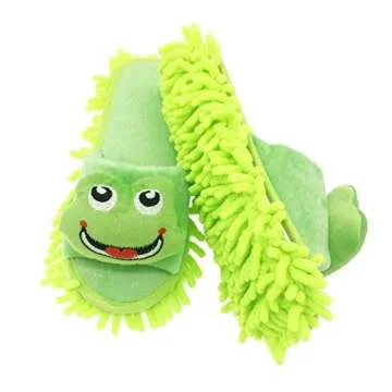 Selric Frog Mop Slippers Shoes Green,Microfiber House Floor Cleaning Tool Detachable Mopping Shoes 9 7/9 Inches Size:5.5-8.5.