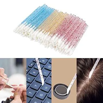 300PCS Glitter Crystal Lip Brush, Disposable Crystal Lip Brushes Tool Kits Lip Gloss Applicators Make Up Lipstick Gloss Wands Makeup Applicators Brushes Applicator tool Makeup Beauty Tool Kits 1