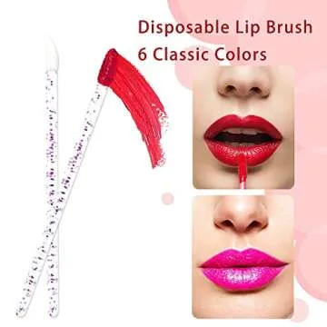 300PCS Glitter Crystal Lip Brush, Disposable Crystal Lip Brushes Tool Kits Lip Gloss Applicators Make Up Lipstick Gloss Wands Makeup Applicators Brushes Applicator tool Makeup Beauty Tool Kits 1