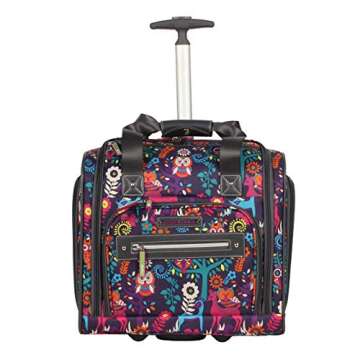 Lily Bloom Designer 15 Inch Carry On - Weekender Overnight Business Travel Luggage - Lightweight 2- Rolling Wheels Suitcase - Under Seat Rolling Bag for Women (Wildwoods)
