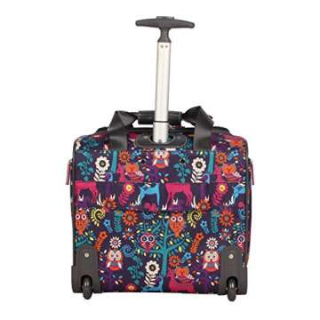 Lily Bloom Designer 15 Inch Carry On - Weekender Overnight Business Travel Luggage - Lightweight 2- Rolling Wheels Suitcase - Under Seat Rolling Bag for Women (Wildwoods)