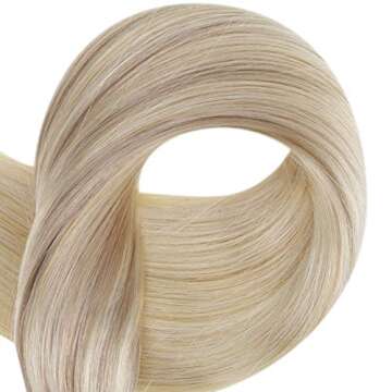 Keratin Beads I Tip Human Hair Extensions 16 Inch Nordic Ombre Balayage Color 18 Fading To 22 And 60 Platinum Blonde Pre bonded I Tip Hair 1 Gram Per Strand 50 Gram Per Package