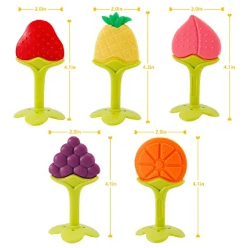 NASHRIO Baby Teething Toys - Pack of 5 Silicone Fruit Teethers