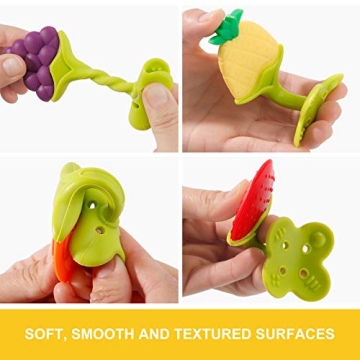 NASHRIO Baby Teething Toys - Pack of 5 Silicone Fruit Teethers