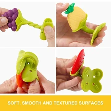 NASHRIO Baby Teething Toys - Pack of 5 Silicone Fruit Teethers