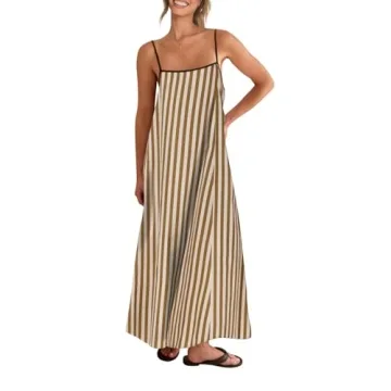 Shy Velvet Women's 2025 Summer Linen Maxi Dress with Spaghetti Straps