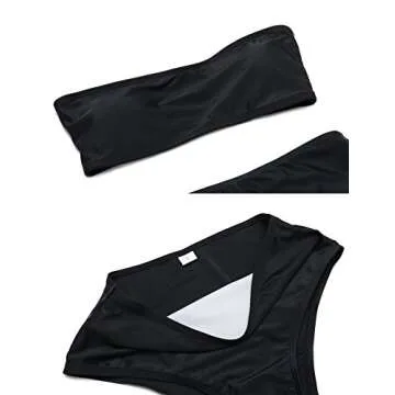 FITTOO Women Bandeau 2 Piece Set Bikini Set Crop Top Solid Color Strapless Plus Size Swimsuit High Waist S