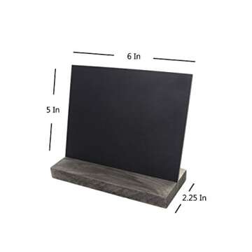 5 X 6 Inch Mini Tabletop Chalkboard Signs with Rustic Style Wood Base Stands, Set of 4，Include 3 c...