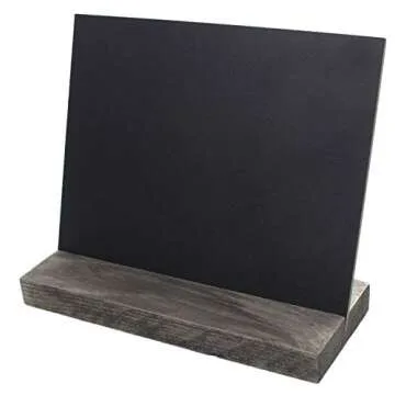 5 X 6 Inch Mini Tabletop Chalkboard Signs with Rustic Style Wood Base Stands, Set of 4，Include 3 chalks