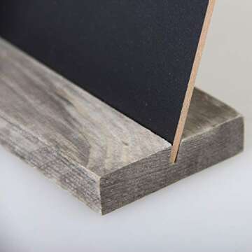 5 X 6 Inch Mini Tabletop Chalkboard Signs with Rustic Style Wood Base Stands, Set of 4，Include 3 chalks