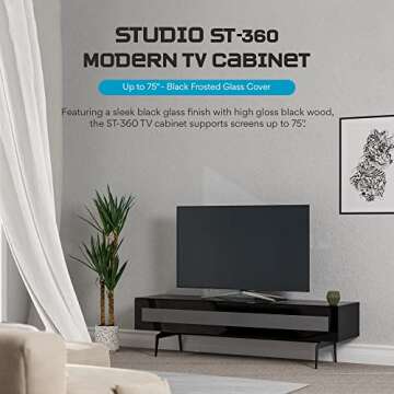 SONOROUS ST-360 Premium TV Stand for Living Room - Luxury Wood & Glass Media Console with Metal Legs...