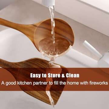 Durable Teak Wooden Cooking Utensil Set - 10 Pcs