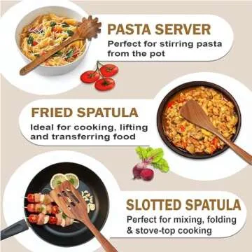 Durable Teak Wooden Cooking Utensil Set - 10 Pcs