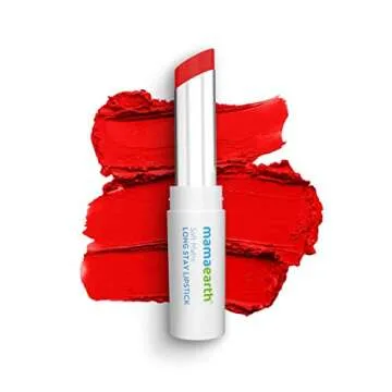 MAMAEARTH Soft Matte Hydrating Lipstick - Red Dahlia | 12-Hour Lightweight Waterproof Formula | Non-...