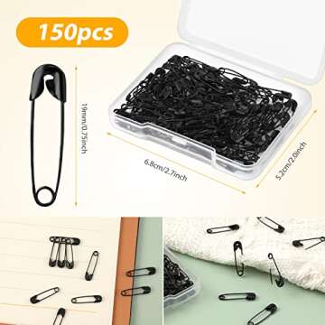 150pcs Safety Pins, 19mm Mini Safety Pins for Clothes Metal Safety Pin for Clothing Sewing Handicraf...