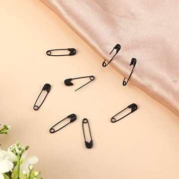 150pcs Safety Pins, 19mm Mini Safety Pins for Clothes Metal Safety Pin for Clothing Sewing Handicrafts Jewelry Making (Black)