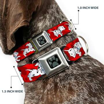 Buckle-Down Seatbelt Buckle Dog Collar - Dalmatians Design, 1" Wide, Adjustable Fit for Large Dogs 1...