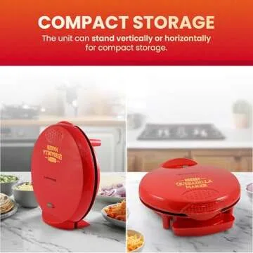 Elite Gourmet EQD-118 Electric Non-Stick 11" Quesadilla Maker, Easy-Slice 6-Wedge, Grilled Cheese Corn Flour Tortilla Snacks, Red