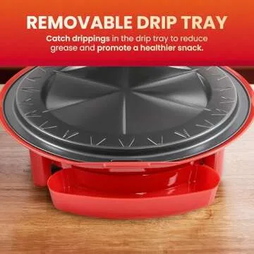 Elite Gourmet EQD-118 Electric Non-Stick 11" Quesadilla Maker, Easy-Slice 6-Wedge, Grilled Cheese Corn Flour Tortilla Snacks, Red