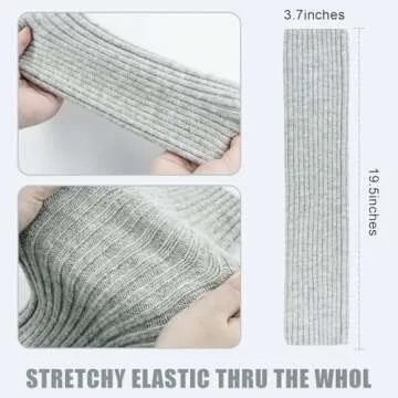 POMIJIAN Leg Warmers for Women Winter Fashion Knitting Black Leg Warmers Long Ankle Warmers for Yoga Ballet Leg Socks (Gray, 19.5in)