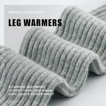 POMIJIAN Leg Warmers for Women Winter Fashion Knitting Black Leg Warmers Long Ankle Warmers for Yoga Ballet Leg Socks (Gray, 19.5in)