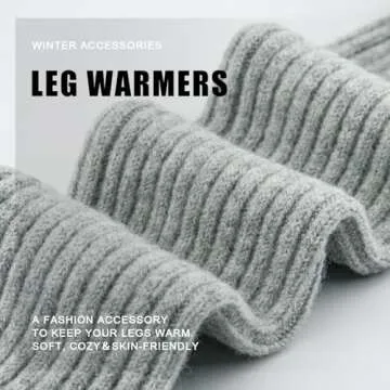 POMIJIAN Leg Warmers for Women Winter Fashion Knitting Black Leg Warmers Long Ankle Warmers for Yoga Ballet Leg Socks (Gray, 19.5in)