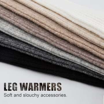 POMIJIAN Leg Warmers for Women Winter Fashion Knitting Black Leg Warmers Long Ankle Warmers for Yoga Ballet Leg Socks (Gray, 19.5in)